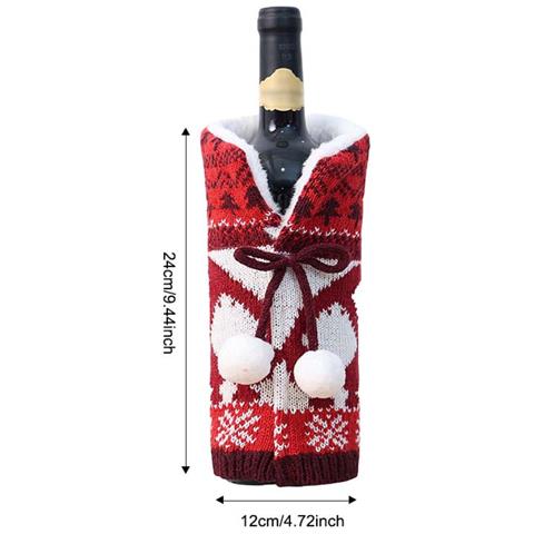 Copribottiglia Di Vino Natalizio Festivo - Decorazione Natalizia Lavorata A Maglia Red - Foto 2
