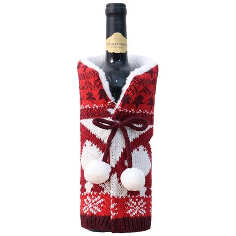 Copribottiglia Di Vino Natalizio Festivo - Decorazione Natalizia Lavorata A Maglia Red - Foto 1