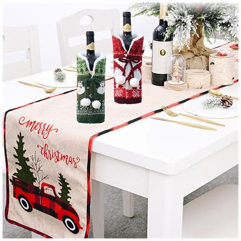 Copribottiglia Di Vino Natalizio Festivo - Decorazione Natalizia Lavorata A Maglia Red - Foto 6
