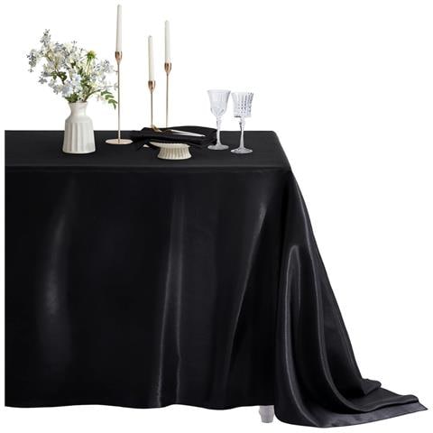 Elegante Tovaglia Rettangolare In Raso Di Poliestere Per Feste, Matrimoni Ed Eventi Black - Foto 1
