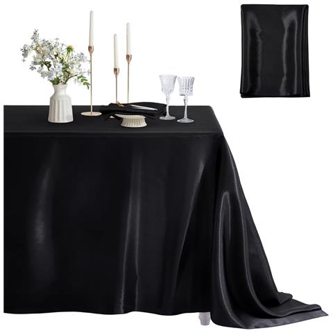 Elegante Tovaglia Rettangolare In Raso Di Poliestere Per Feste, Matrimoni Ed Eventi Black - Foto 4
