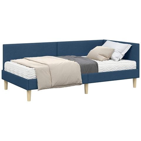 Struttura Letto Angolare con Materasso Altro 2 pcs Blu Tessuto - Foto 1