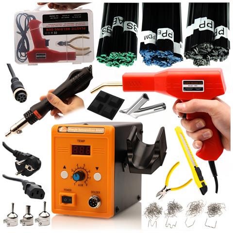 Kit Saldatura Plastica 858d - 700w, 4 Ugelli, 300g Lega | Regolazione Temperatura 100-500°c | Riparazione Professionale Plastica - Foto 1