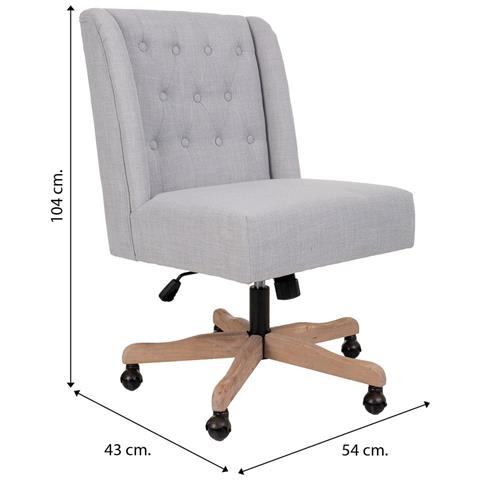 Sedia Imbottita Con Ruote Grigie 54x43x104h - Foto 7