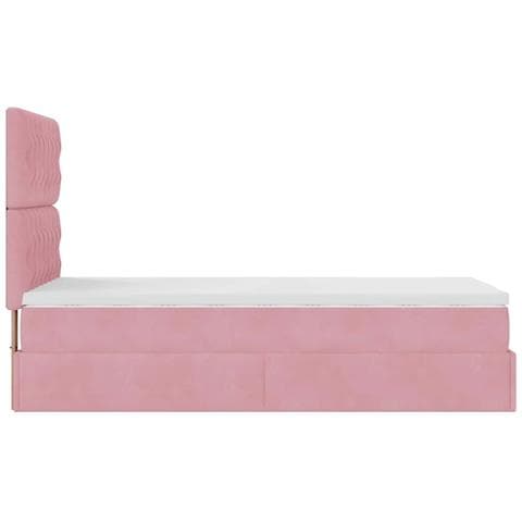 Struttura Letto Pouf con Materassi Rosa 90x190 cm in Velluto - Foto 9