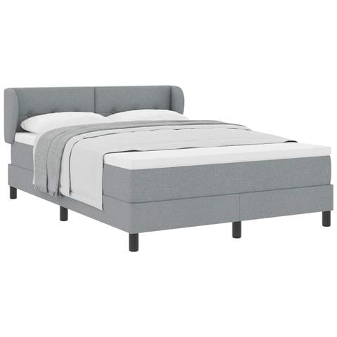 Letto a molle con materasso Grigio chiaro 140 x 190 cm Tessuto - Foto 1