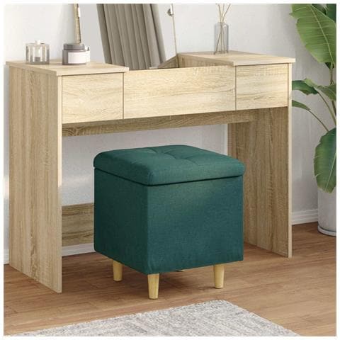 Pouf contenitore Verde Scuro 40 x 40 x 45 cm Tessuto - Foto 2