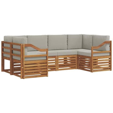 Set divani con cuscino 6 pcs Grigio Naturale e Chiaro - Foto 1