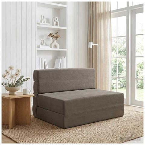 Divano Letto Pieghevole Grigio Chiaro 70 x 72 x 60 cm Tessuto - Foto 2