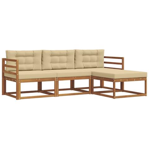 Set di divani da esterno con cuscino 4 pcs Naturale e Beige - Foto 1