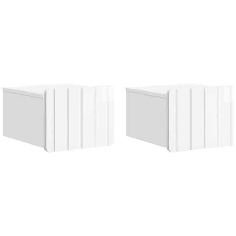 Mobiletto da notte a muro 2 pcs Bianco Lucido 33 x 34,5 x 24 cm - Foto 1