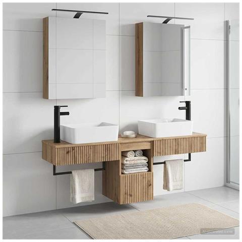 Set di Armadi da Bagno 5 pcs Rovere Artigianale - Foto 2