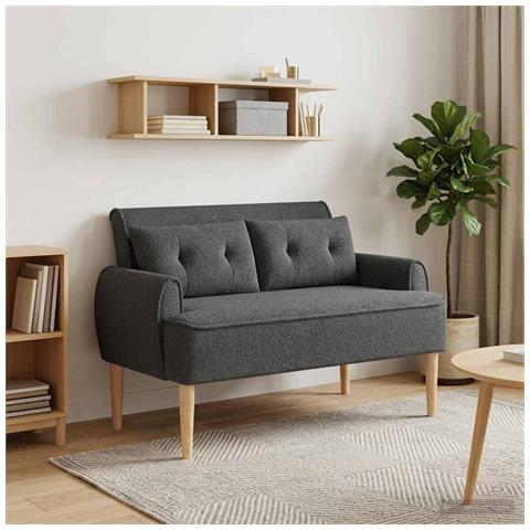 Loveseat con bottoni imbottiti Grigio Scuro 117 x 67 x 77 cm - Foto 2