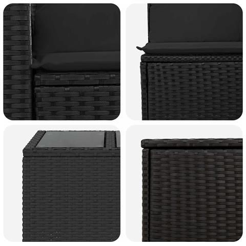 Set di divani 8 pz Nero Rattan sintetico e Acciaio - Foto 2