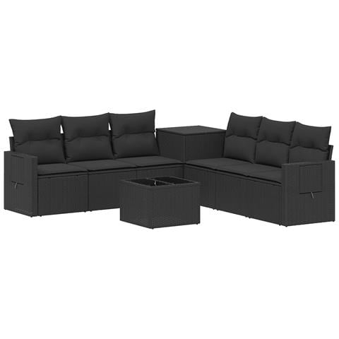 Set di divani 8 pz Nero Rattan sintetico e Acciaio - Foto 1