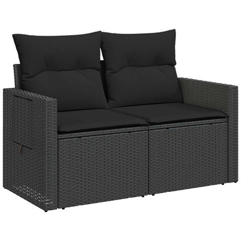 Set di divani 8 pz Nero Rattan sintetico e Acciaio - Foto 10
