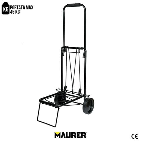 Carrello acciaio portabagagli portata max 45kg con fune elastica 36X24XH 94 - Foto 2