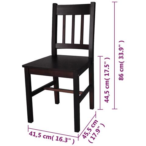 Sedia Da Tavola Legno Marrone 2 Pz - Foto 5
