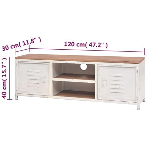 Mobile TV 120x30x40 cm Bianco - Foto 2