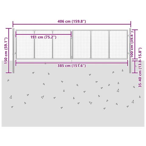 Cancello Per Giardino In Acciaio Zincato 415x150cm Argento - Foto 5