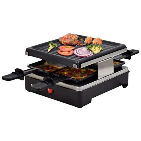 Chef-grill rac-600w brienz Raclette Antiaderente E Piastra Naturale (pietra Calda) Per 4 Persone, Design In Acciaio Inox - Foto 2