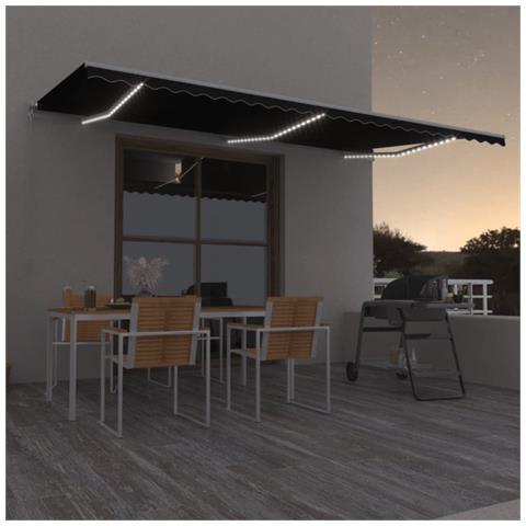 Tenda da Sole Retrattile Manuale con LED 600x350 cm Antracite - Foto 6