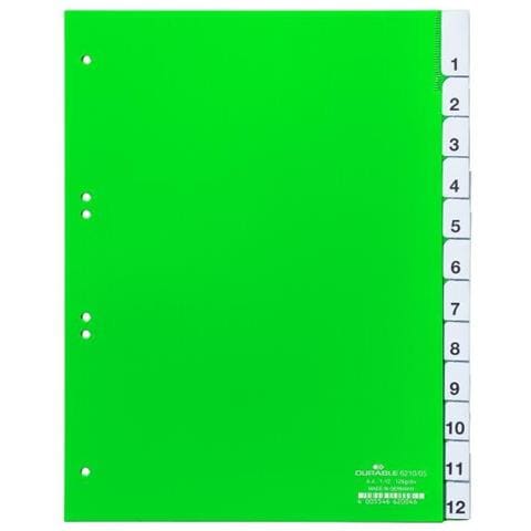 Divisorio Numerico 1-12 12 Tasti Fori Univ Inserti Sostituibili A4 Verde - Foto 1