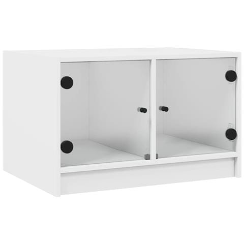 Tavolino Da Salotto Con Ante In Vetro Bianco 68x50x42 Cm - Foto 2