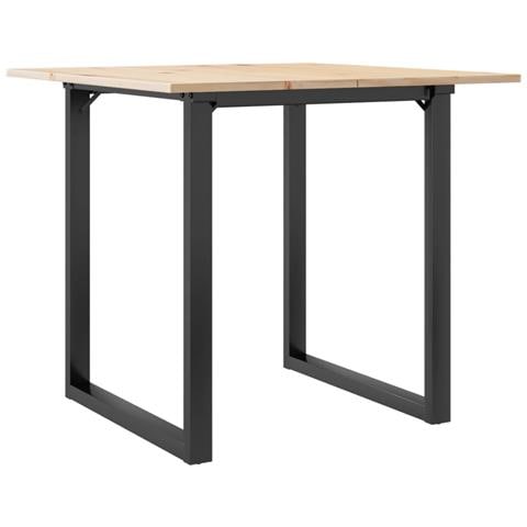 Tavolo Da Pranzo Telaio A O 80x80x75 Cm Massello Pino E Ghisa - Foto 2