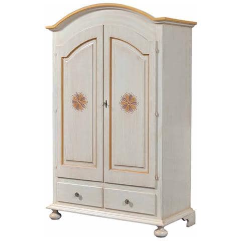 Armadio 2 Ante Shabby Legno Avorio Patinato E Decori 125x61x200 - Foto 1