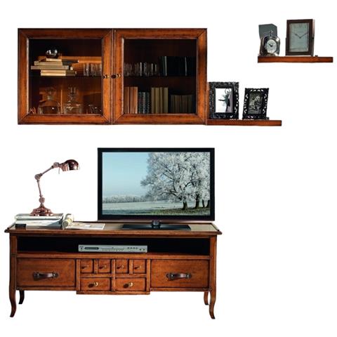 Parete Attrezzata Porta Tv Classica Legno Tinta Noce - Foto 1