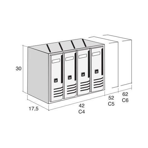 Cassette Postali Multiple Blocchiere Per Condominio Verticali Per Posta 6 Posti In Alluminio Alubox Cubo Bronzo - Foto 2