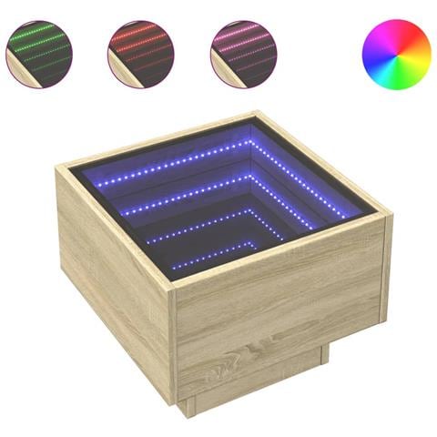 Tavolino Con Led Rovere Sonoma 40x40x30 Cm In Legno Multistrato - Foto 2