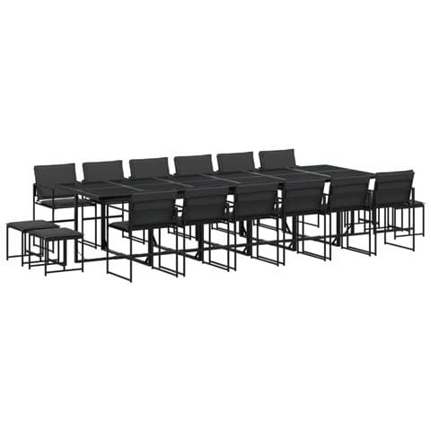 Set Da Pranzo Da Giardino 17 Pz Con Cuscini Nero In Textilene - Foto 1