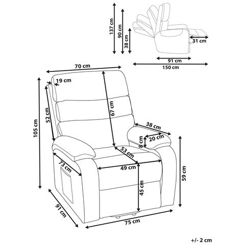 Poltrona Tessuto Beige Rise - Foto 5