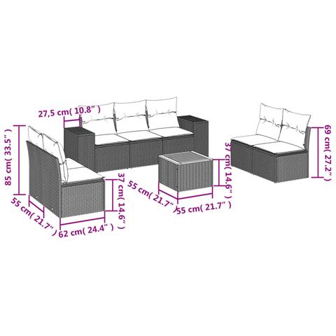 Set Divani da Giardino con Cuscini 8 pz Nero in Polyrattan - Foto 2