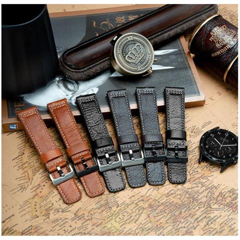 Cinturino Per Orologio In Vera Pelle Per Samsung Galaxy Watch 4 Coffee+black 22 Mm - Foto 6