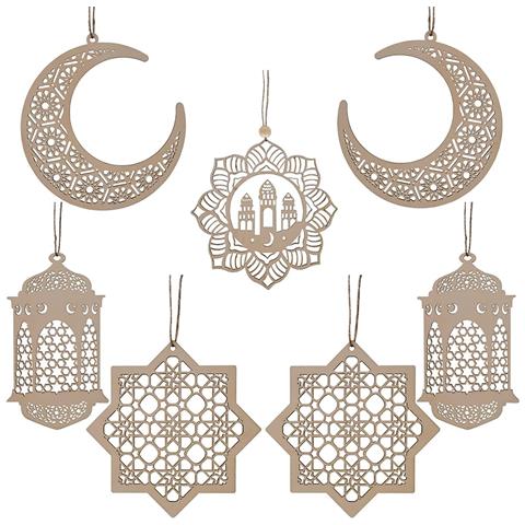 Decorazioni In Legno Per Ramadan - Set Di 7 Eleganti Orecchini Appesi Azisen - Foto 1