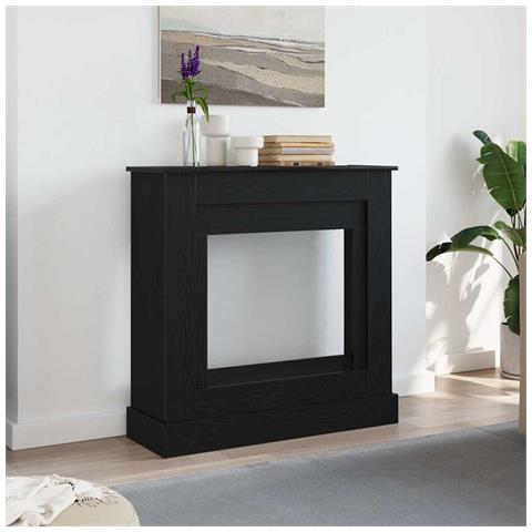 Cornice per Camino Rovere Nero 90x30x90 cm in Truciolato - Foto 1