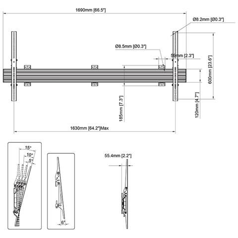 3298 Supporto per display espositivi 2,79 m (110") Nero - Foto 6