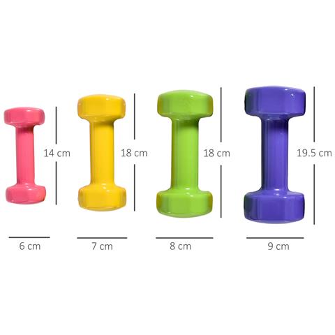 Set 4 Manubri Esagonali da 20 kg Totali in Acciaio e PU da 1 a 4kg, Multicolore - Foto 2