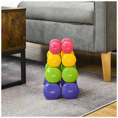 Set 4 Manubri Esagonali da 20 kg Totali in Acciaio e PU da 1 a 4kg, Multicolore - Foto 6