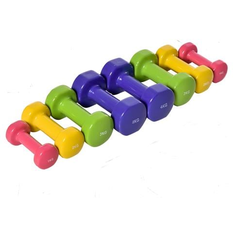 Set 4 Manubri Esagonali da 20 kg Totali in Acciaio e PU da 1 a 4kg, Multicolore - Foto 1