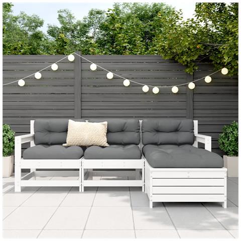 Set Salotto Da Giardino 4 Pz Bianco In Legno Massello Di Pino - Foto 3