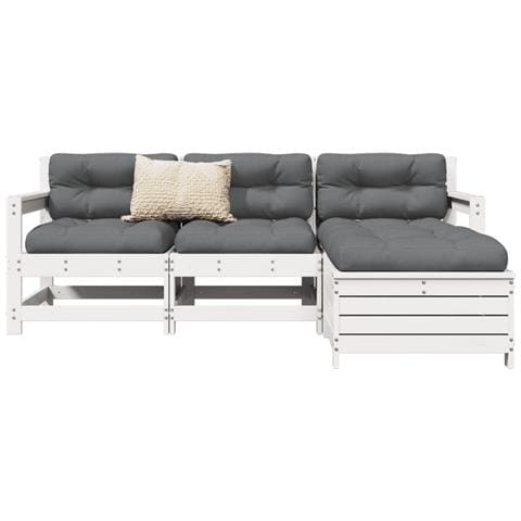 Set Salotto Da Giardino 4 Pz Bianco In Legno Massello Di Pino - Foto 1
