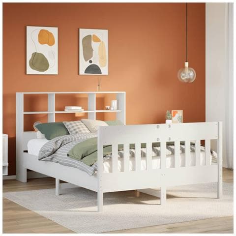 Giroletto Senza Materasso Bianco 160x200 Cm Legno Massello Pino - Foto 1
