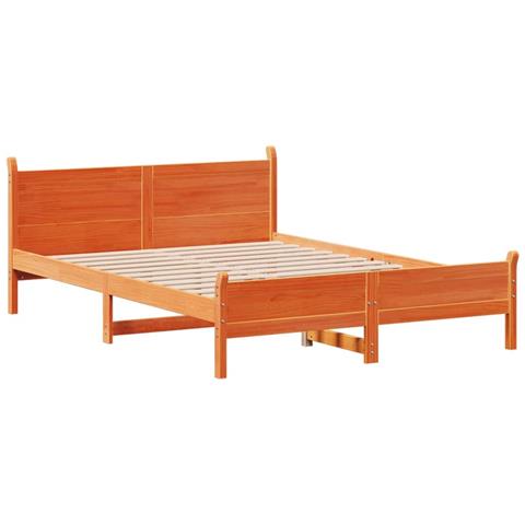 Letto Senza Materasso Marrone Cera 120x200 Cm In Legno Di Pino - Foto 3