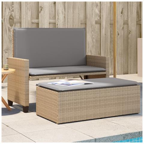 Lusso Casadino - Panca Da Giardino Con Cuscini E Poggiapiedi Beige In Polyrattan - Foto 8