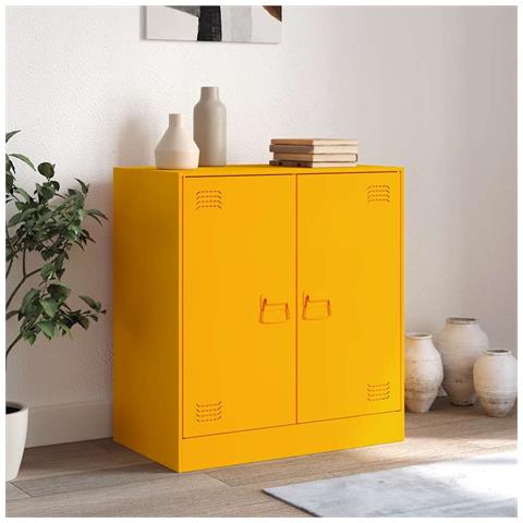 Credenza Giallo Senape 67x39x73 Cm In Acciaio - Foto 2