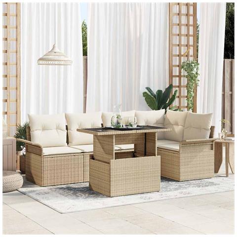 Set divani giardino con cuscini Beige Rattan - Foto 2